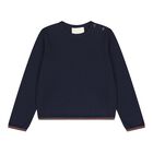 Baby Boys Navy Blue Web Striped Sweaatshirt, 1, hi-res