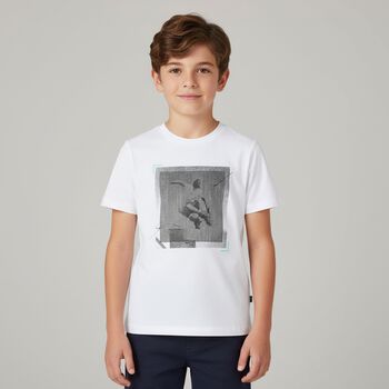 Boys White Lenticular Print T-Shirt, 1 Boys White Lenticular Print T-Shirt