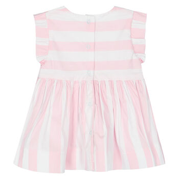 Baby Girls Pink & White Striped Dress