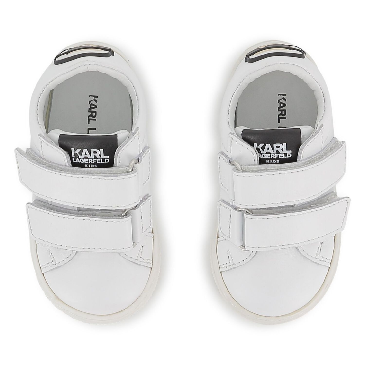 Boys White Ikonik Karl Logo Trainers, 1, hi-res