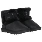 Younger Girls Black Faux Leather Boots, 1, hi-res