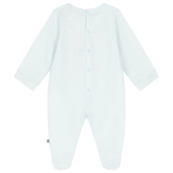 Baby Boys Blue Teddy Bear Logo Babygrow