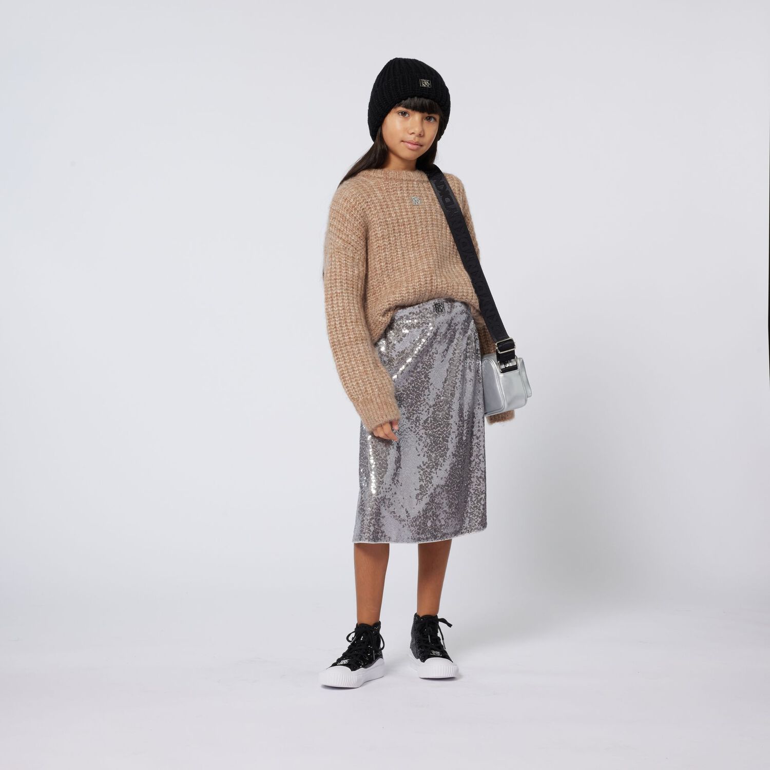 Girls Silver Logo Bag, 1, hi-res