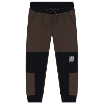 Boys Brown & Black Logo Joggers