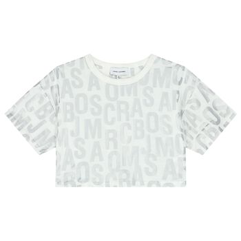 Girls Ivory & Silver Logo T-Shirt