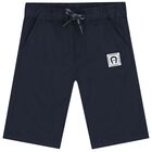 Younger Boys Navy Blue Logo Shorts, 3, hi-res