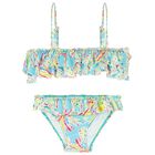 Girls Blue Pineapple Swimsuit, 1, hi-res