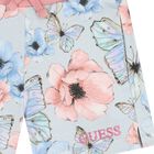 Girls Blue & Pink Floral Butterfly Logo Shorts, 1, hi-res