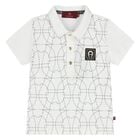 Younger Boys White Logo Polo Shirt, 1, hi-res