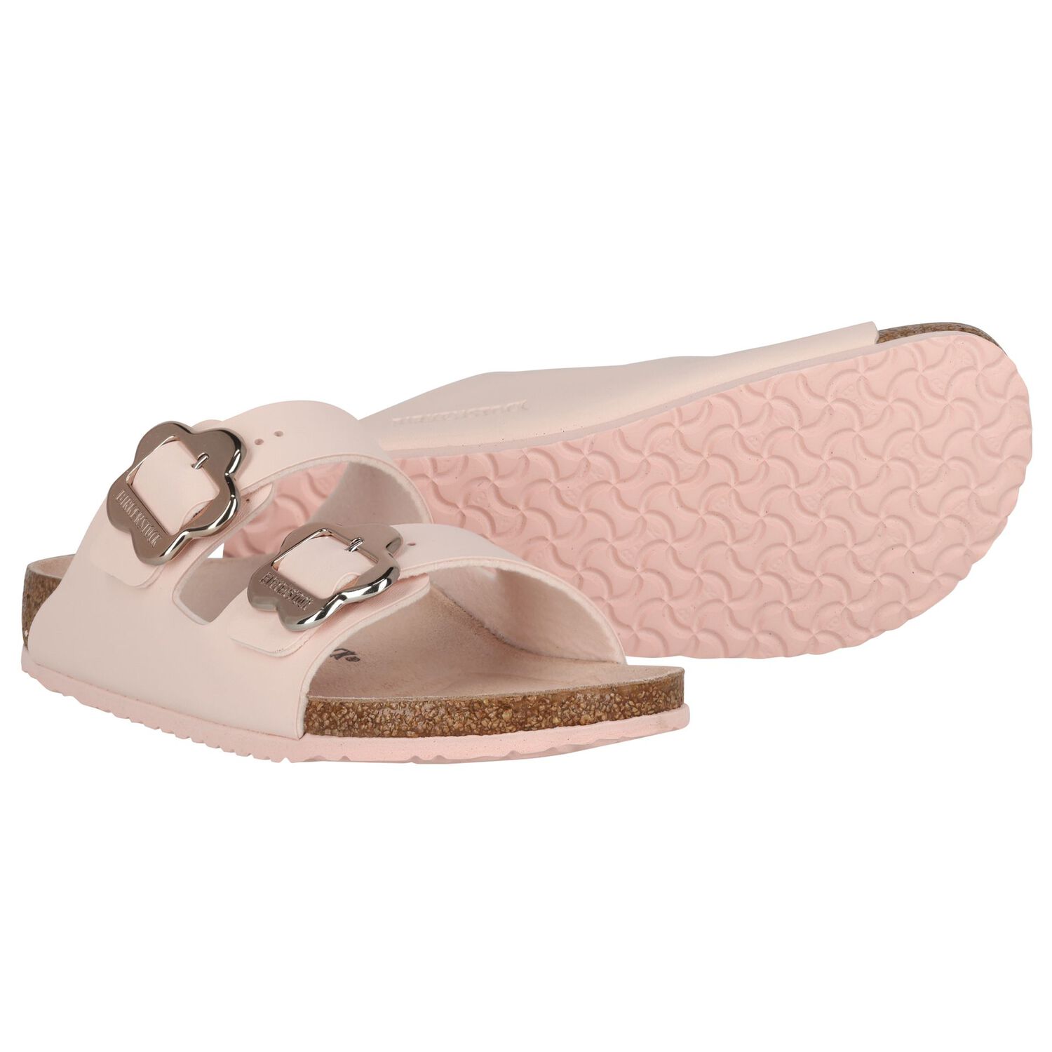 Girls Pink Arizona Flower Buckle Sandals, 1, hi-res