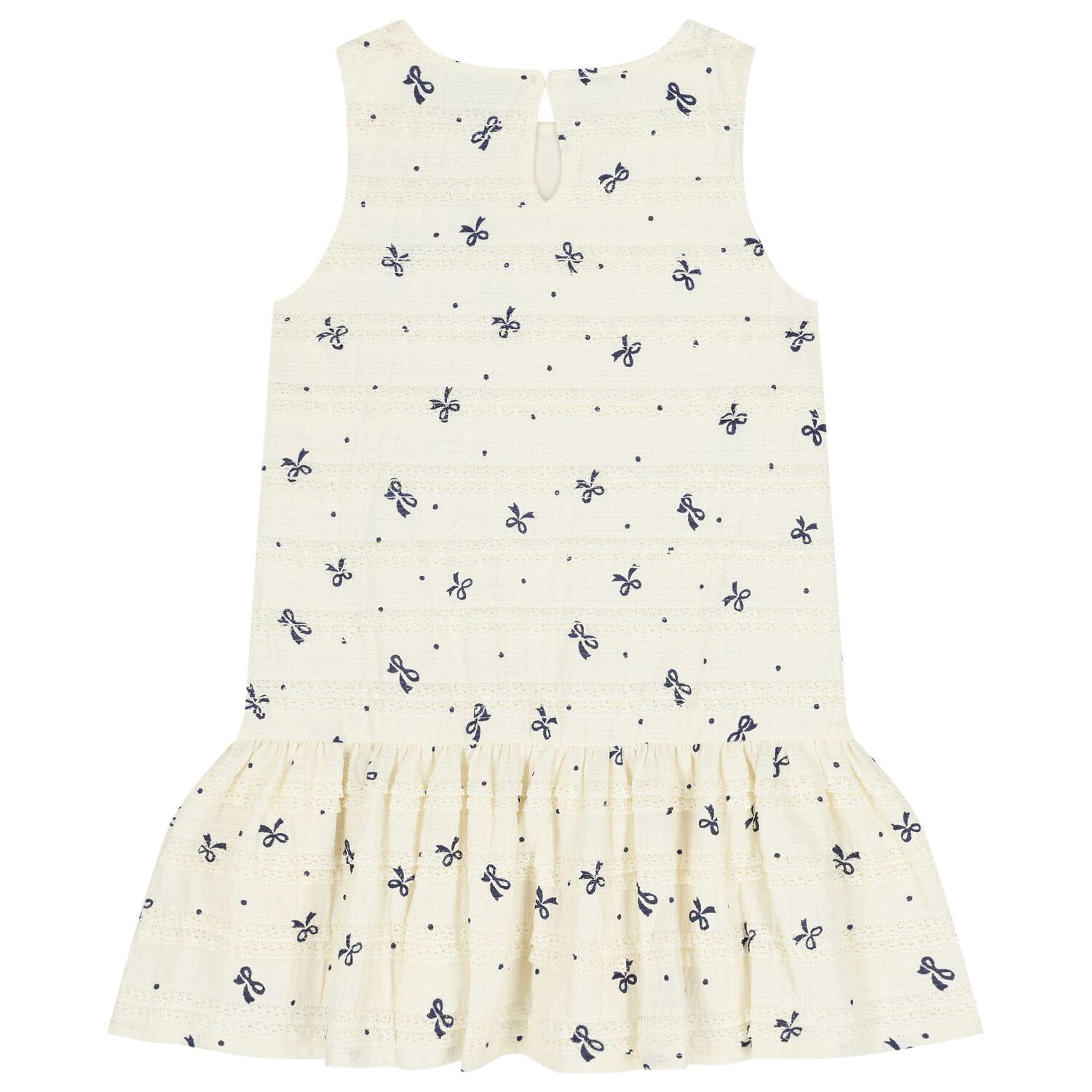 Girls Ivory Bow Dress, 1, hi-res