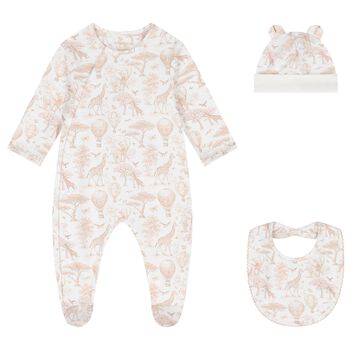 White & Beige Africa Babygrow Gift Set