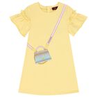 Girls Yellow Bag Ruffle Dress, 3, hi-res