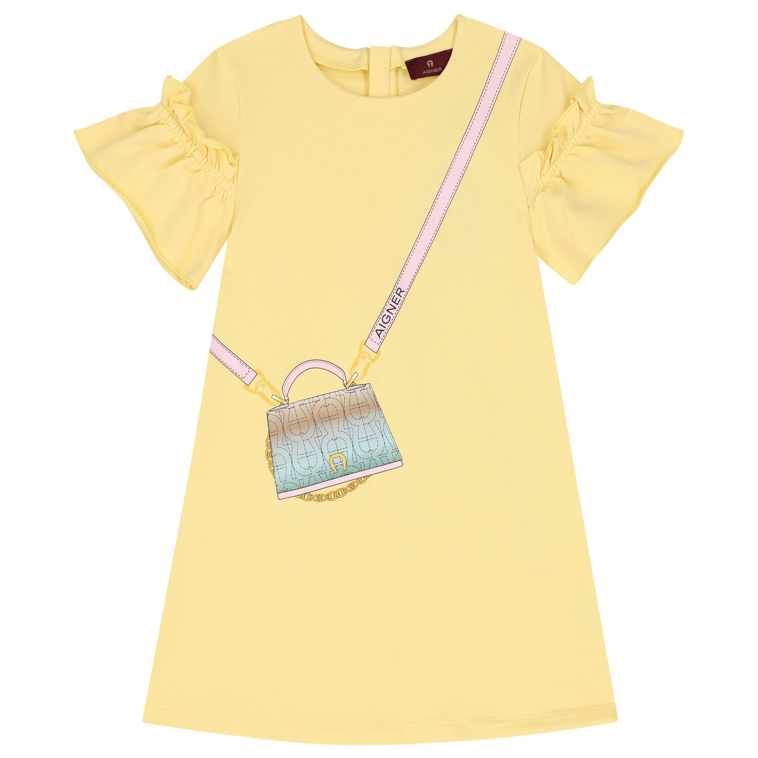 Girls Yellow Bag Ruffle Dress, 3, hi-res image number null