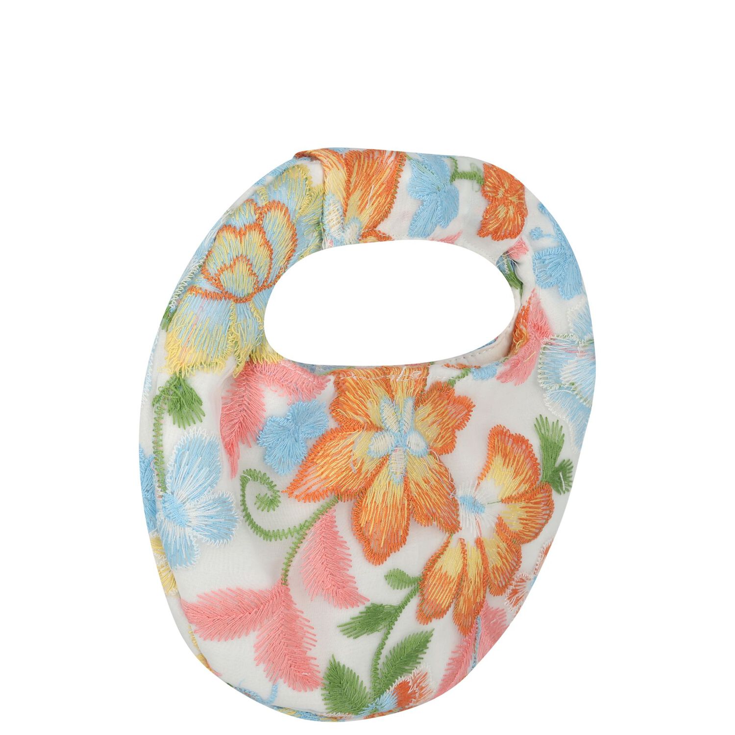 حقيبة يد مطرزة بالزهور باللونين الابيض و البرتقالي للبنات , 1, hi-res