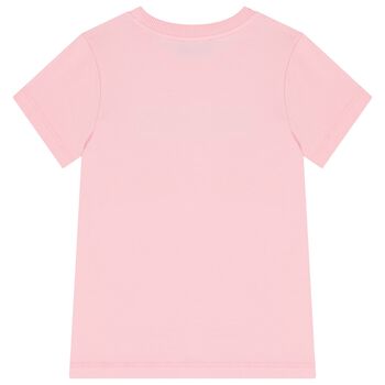 تي شيرت بنات بالشعار باللون الوردي