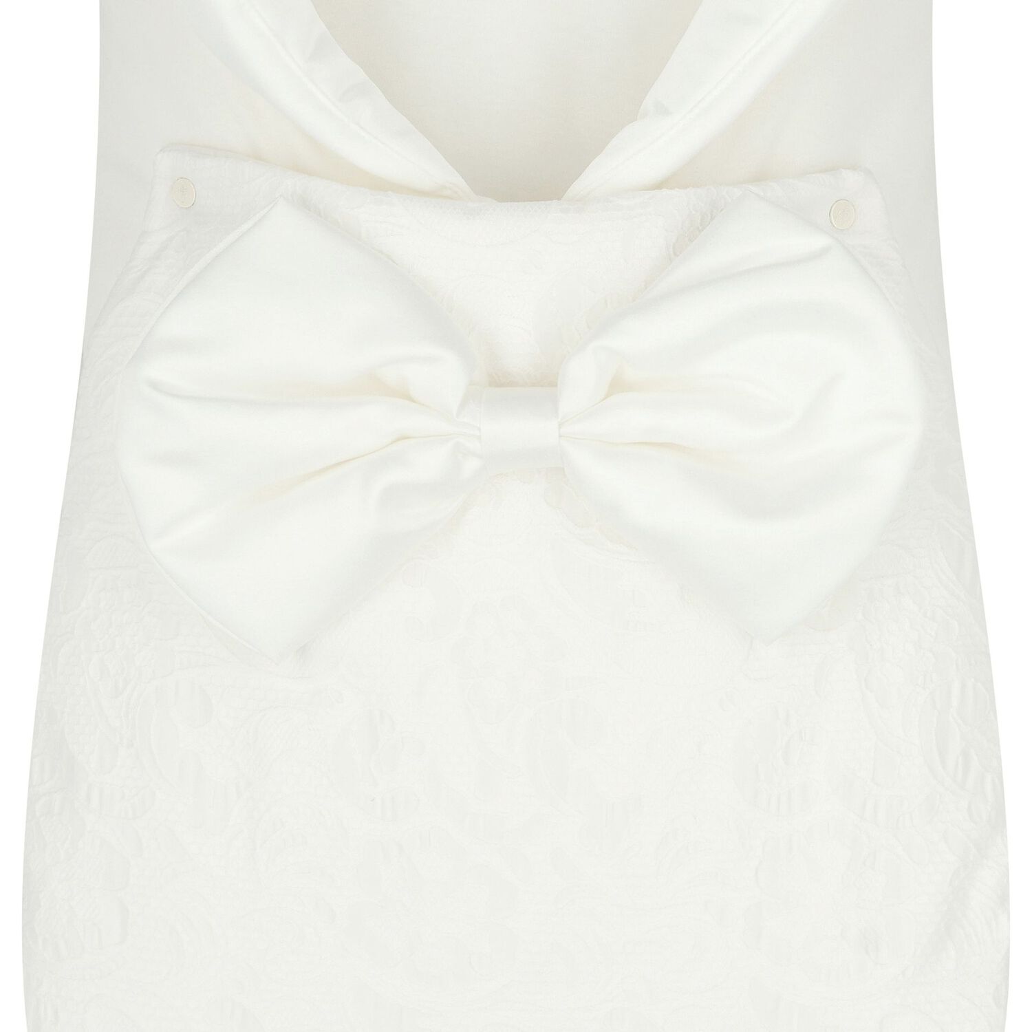 Baby Girls White Satin Bow Nest, 1, hi-res