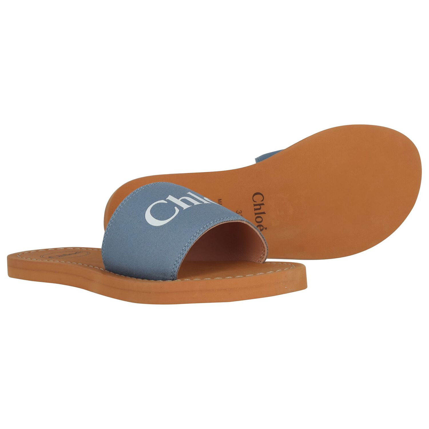 Girls Mini Me Blue & Beige Logo Sliders, 2, hi-res