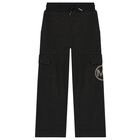 Girls Black & Gold Logo Joggers, 1, hi-res