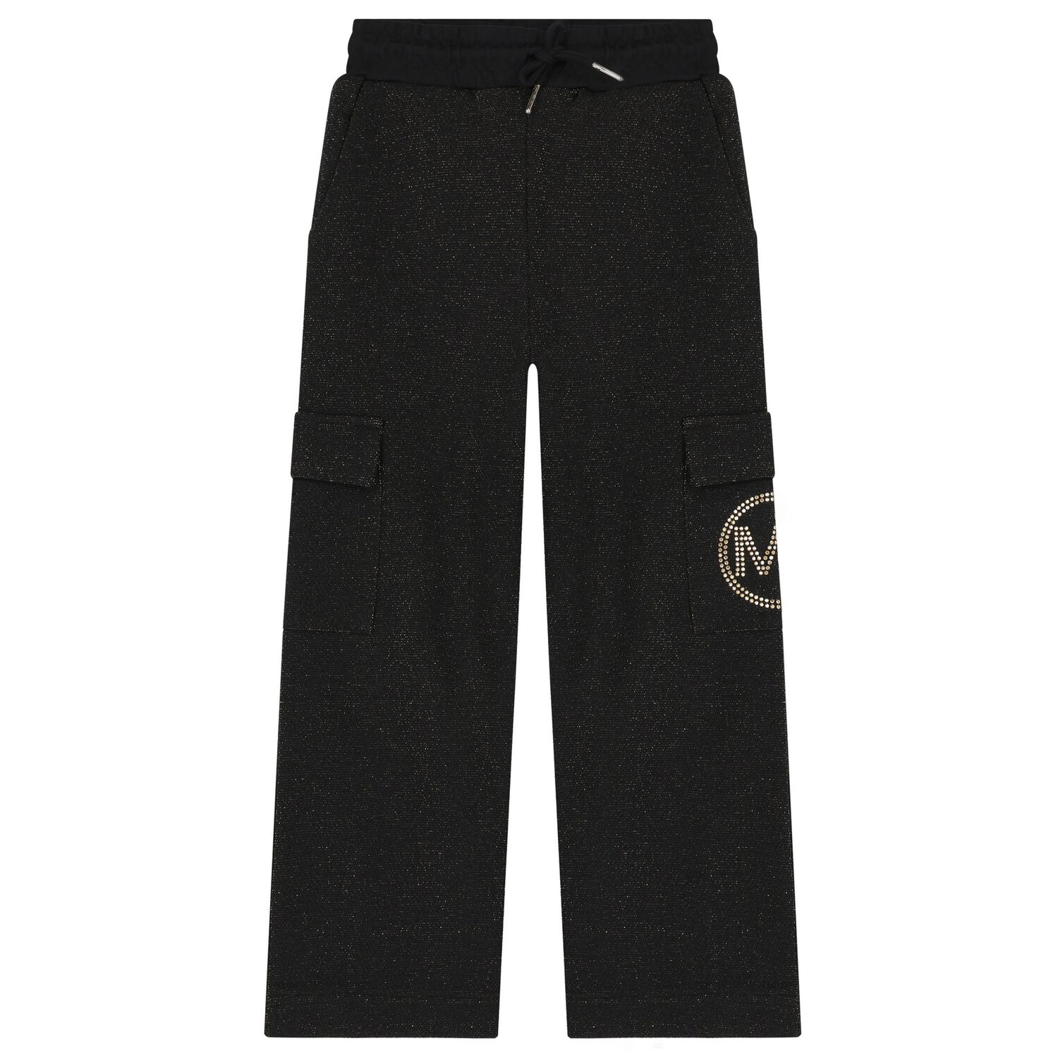 Girls Black & Gold Logo Joggers, 1, hi-res