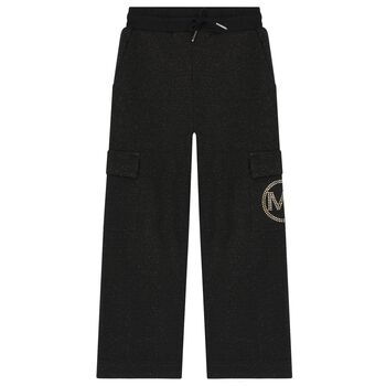 Girls Black & Gold Logo Joggers