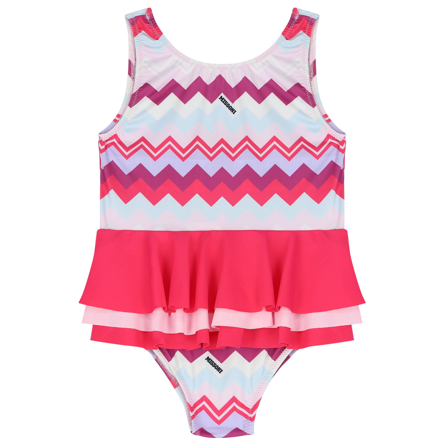 Younger Girls Purple & Pink Zigzag Logo Swimsuit, 1, hi-res