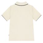 قميص بولو بالشعار باللون البيج للأولاد  , 1, hi-res