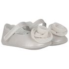 Baby Girls Silver Flower Pre Walker Shoes, 2, hi-res
