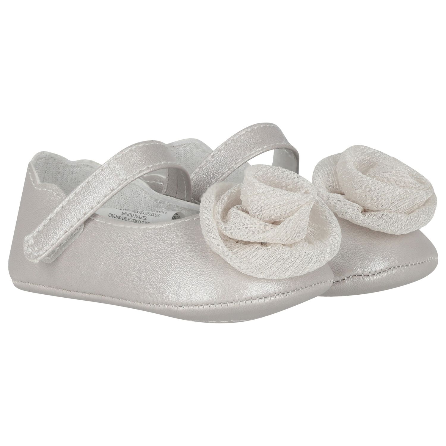 Baby Girls Silver Flower Pre Walker Shoes, 2, hi-res