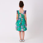 فستان ساتان بطبعة الزهور باللون الأخضر والبنفسجي, 1, hi-res