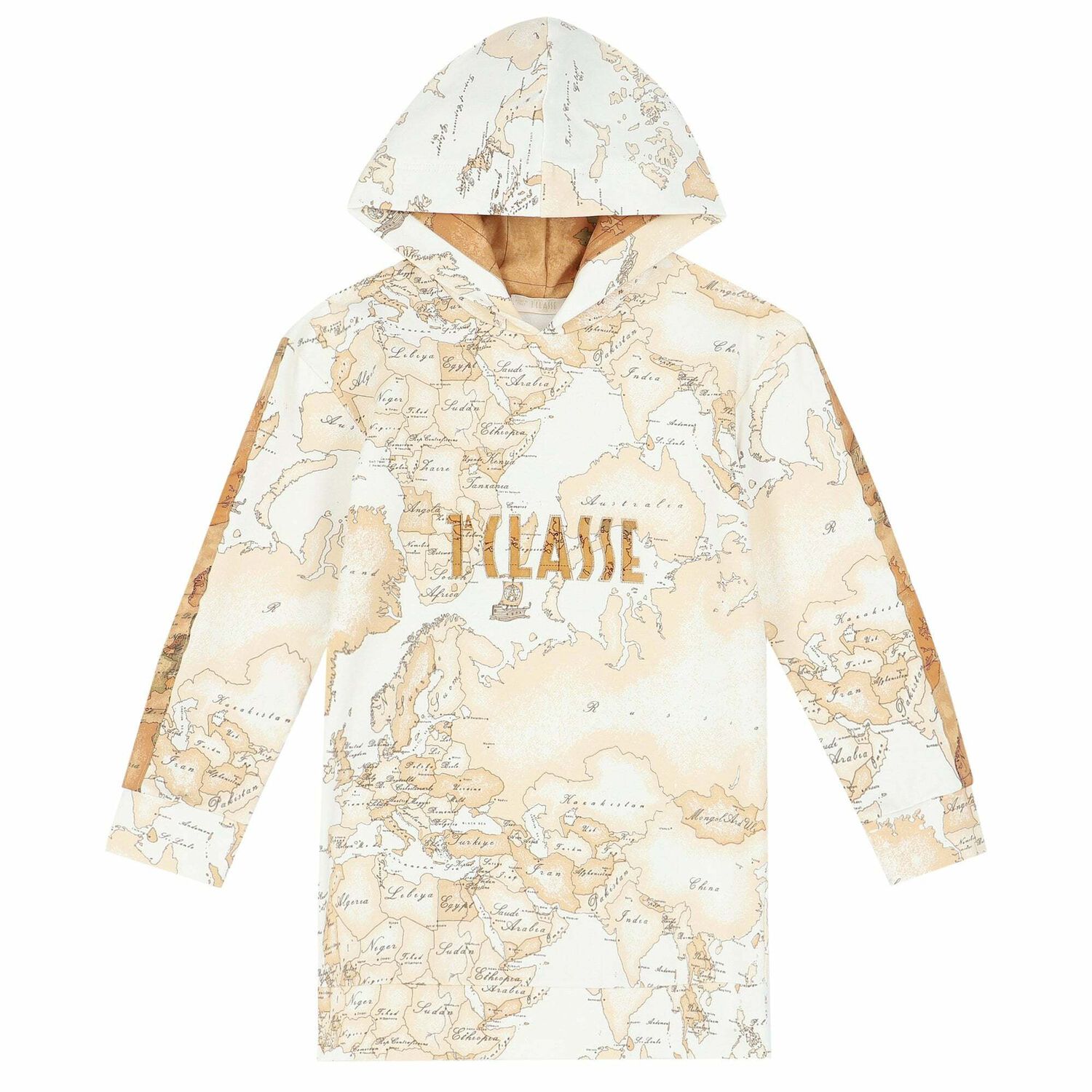 Girls Beige Geo Map Logo Dress, 1, hi-res image number null