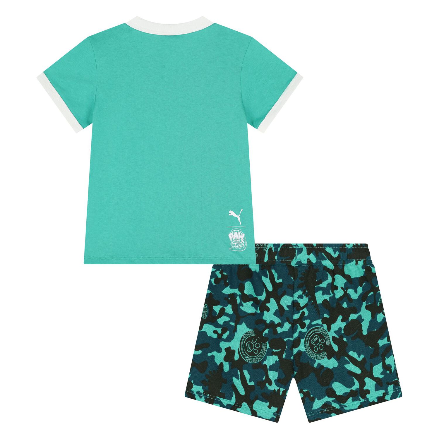 Younger Boys Green Logo Paw Patrol Camouflage Shorts Set, 1, hi-res
