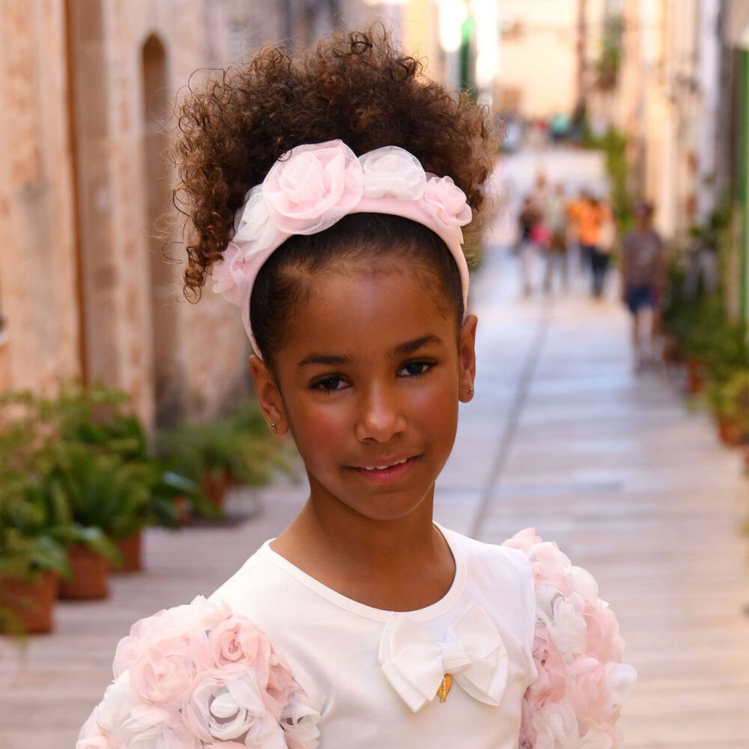 ربطة رأس بنات تول باللون الوردي , 1, hi-res