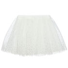 Girls White Tulle Skirt, 1, hi-res