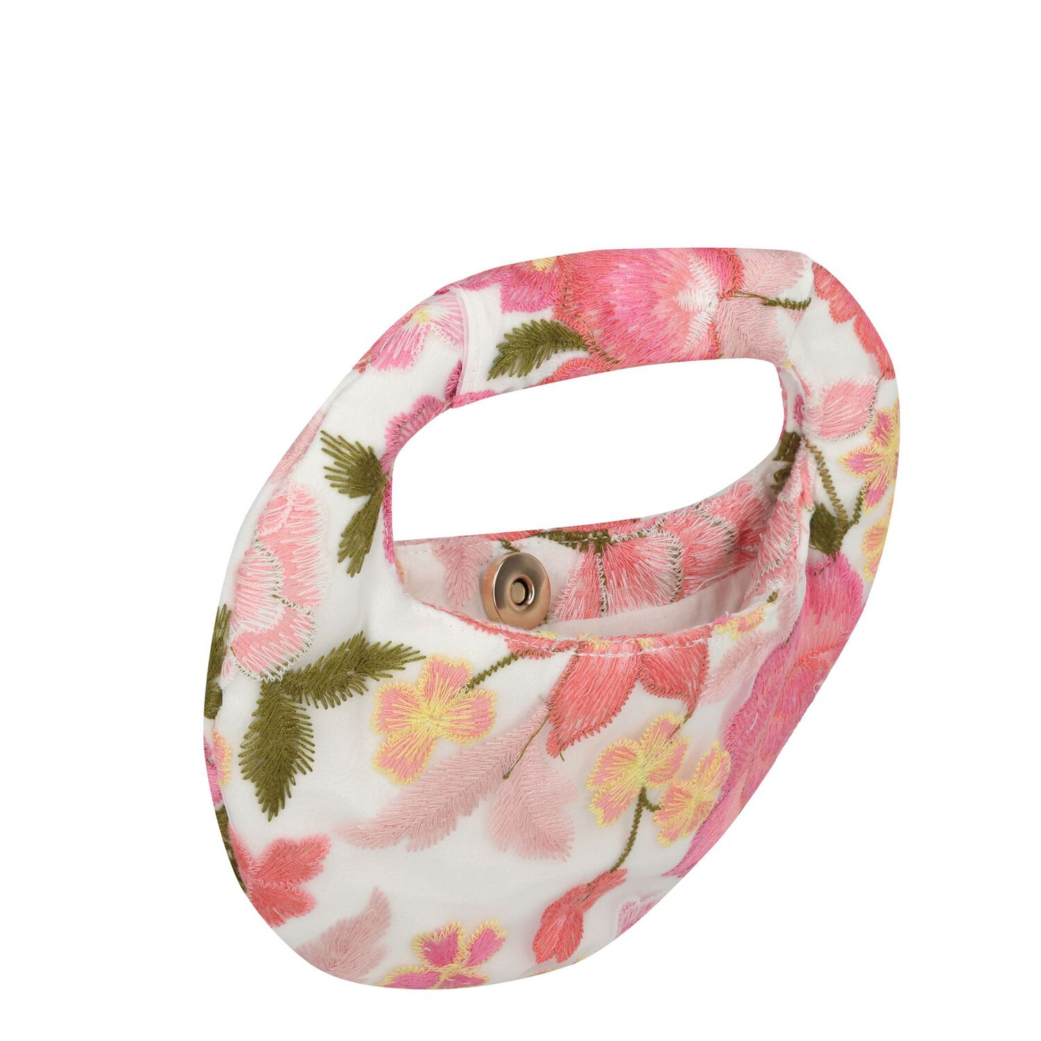 حقيبه يد للبنات مطرزه بزهور باللون الابيض والوردى , 1, hi-res