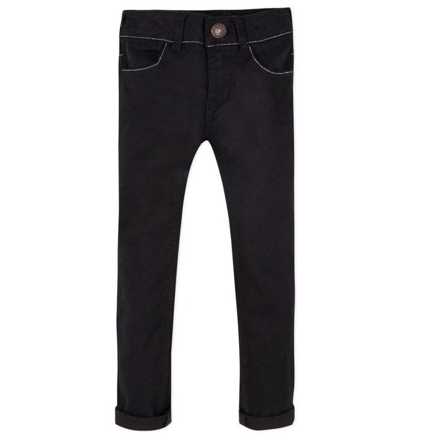 Girls Black Stretch Jeans Style Trousers, 1, hi-res image number null