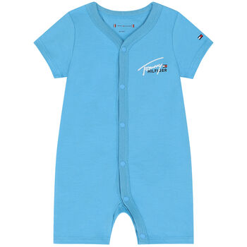 Baby Boys Blue Logo Romper