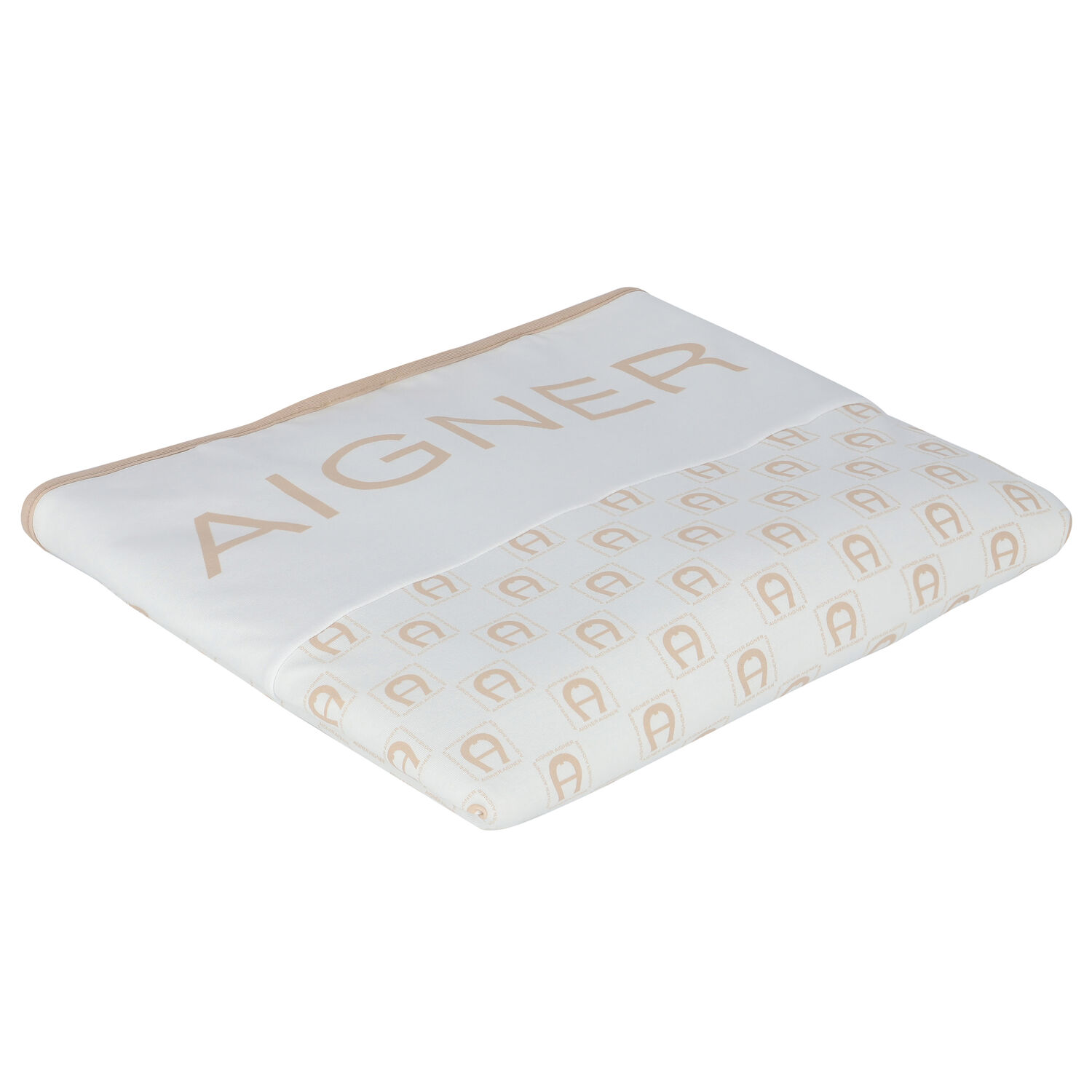 بطانية بالشعار باللون الأبيض والبيج, 1, hi-res