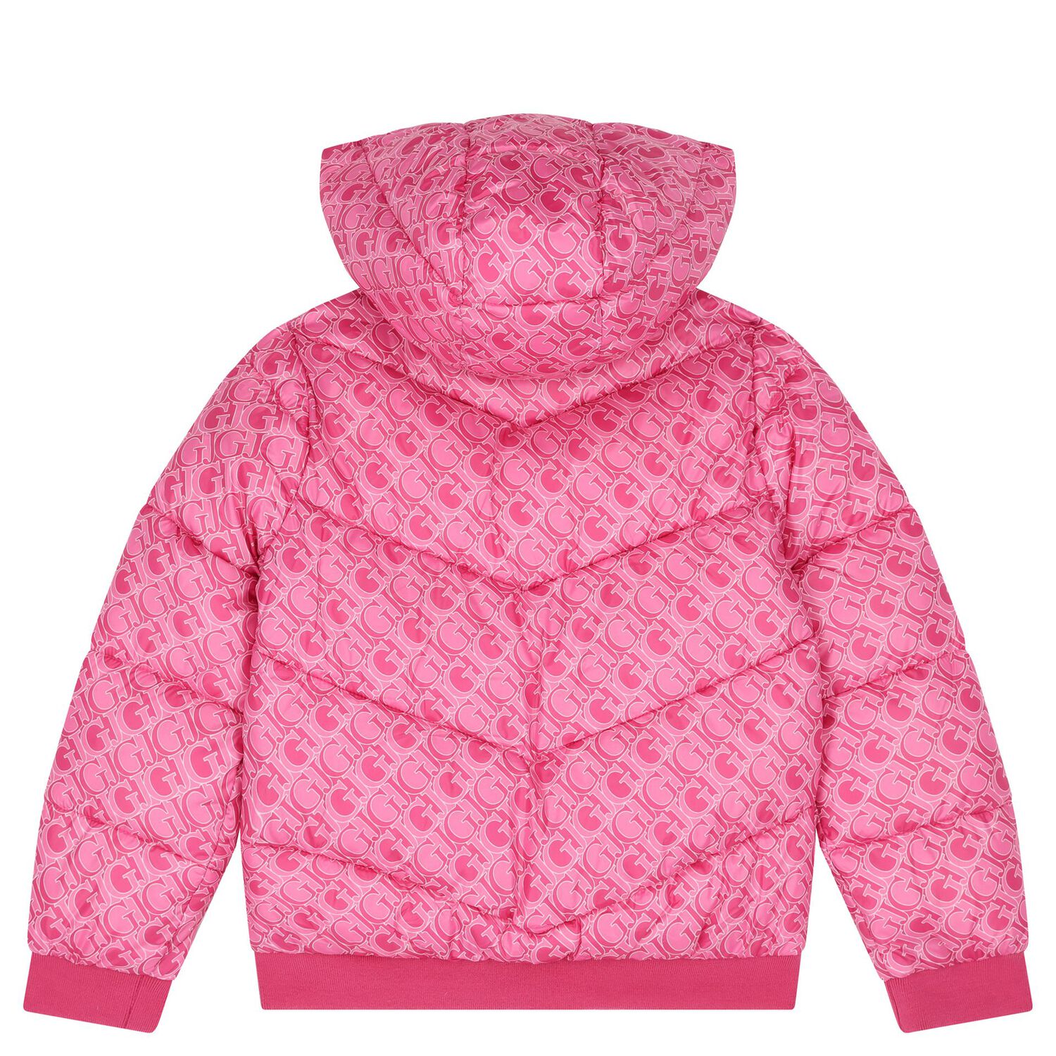 Girls Pink Logo Padded Puffer Jacket, 1, hi-res