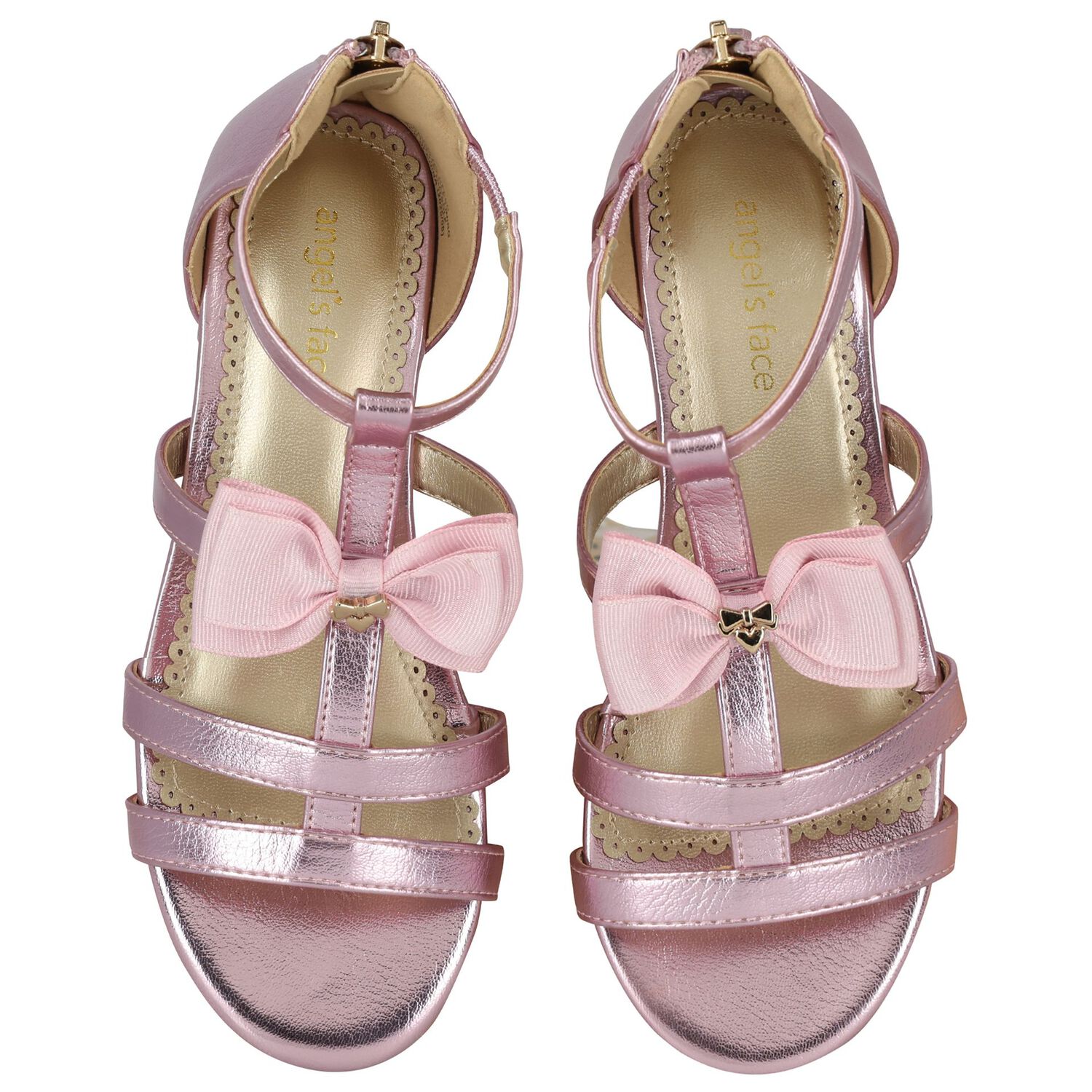 Girls Pink Diamante Bow Sandals, 2, hi-res