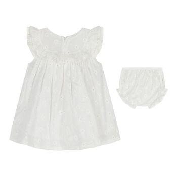 Baby Girls White Broderie Anglaise Dress Set