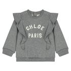 Younger Girls Grey Logo Ruffle Sweatshirt, 1, hi-res