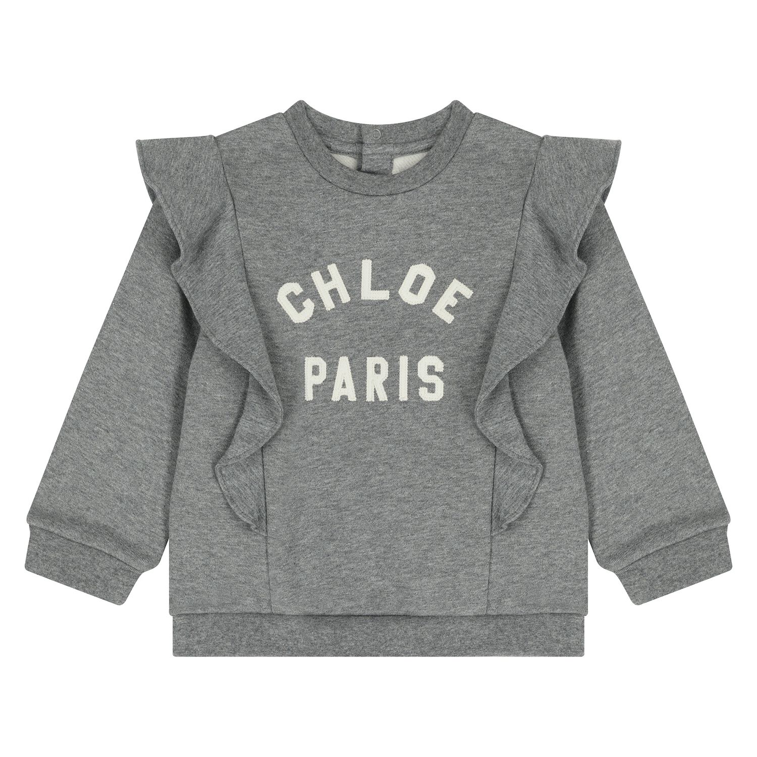 Younger Girls Grey Logo Ruffle Sweatshirt, 1, hi-res