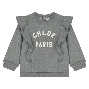 سويت شيرت  باللون الرمادي بشعار للفتيات الصغيرات