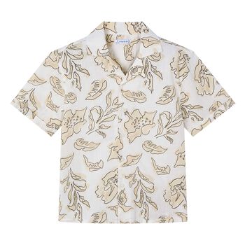 Boys Ivory & Beige Cotton Shirt