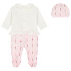 Baby Girls Ivory & Pink Carousel Babygrow Gift Set, 1, hi-res