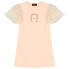Girls Pink Sequin Logo Dress, 1, hi-res