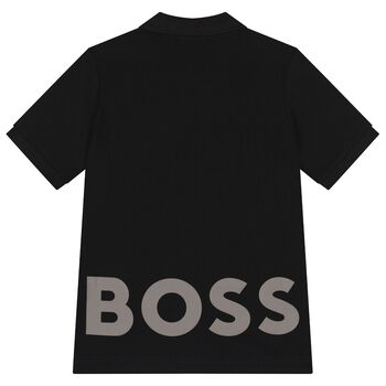 Boys Black Logo Polo Shirt