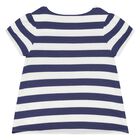 Baby Girls Navy Blue & White Striped Shorts Set, 1, hi-res