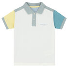 Boys Ivory & Blue Logo Polo Shirt, 2, hi-res